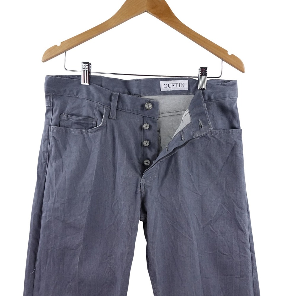 Gustin Mens Straight Fit Pants Charcoal Gray Button Fly‎ Size 34 Made in USA